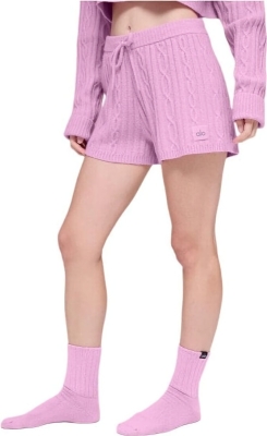 (CN) Шорты женские Alo Yoga Cable Knit, Розовые (XXS)