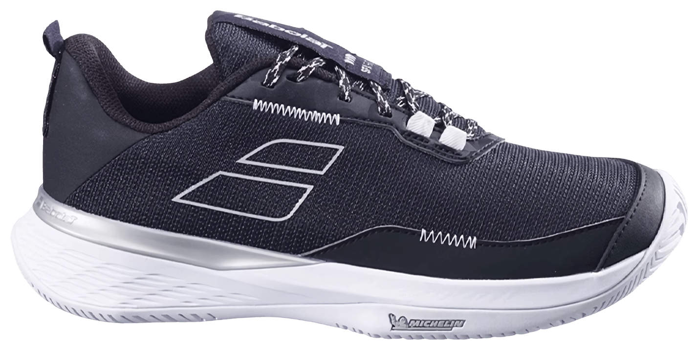 Кроссовки женские Babolat SFX Evo All Court, Чёрные/Серебряные, с технологией Michelin, широкой колодкой (р. EUR 37)