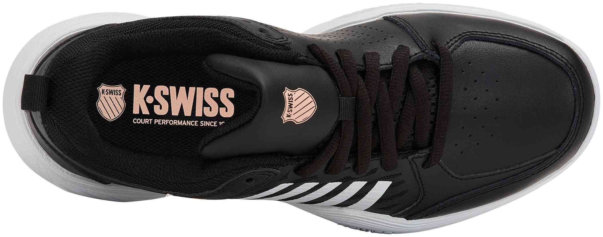Кроссовки женские K-Swiss Court Express 2 Clay, Чёрные/Белые/Персиковые (р. 41)
