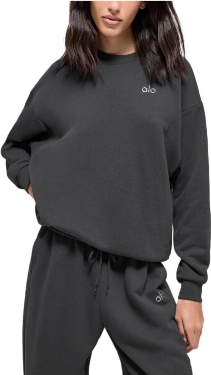 (CN) Свитшот женский Alo Yoga Accolade Crew Neck Pullover, Чёрный (M)