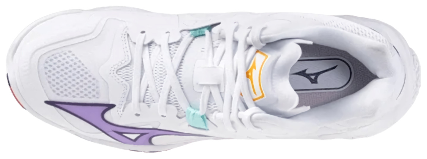 Кроссовки женские Mizuno Wave Lightning Z8, Белые/Фиолетовые/Розовые, с технологиями Wave и Enerzy (р. EUR 41)