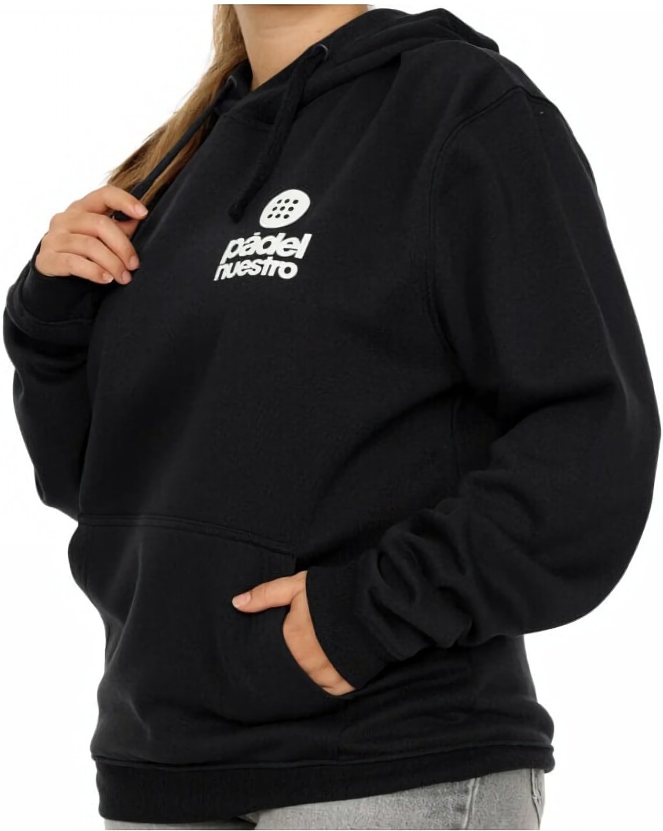(EU) Толстовка унисекс Padel Nuestro Promotional с капюшоном, Чёрная (2XL)