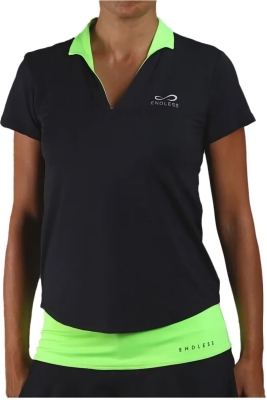 (EU) Поло женское Endless Onyx Sleeves Polo, Чёрное (XS)