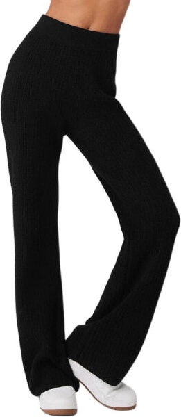 (CN) Кашемировые брюки Alo Yoga Cashmere High-Waist Plush Waffle Pant, Чёрные (S)