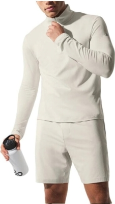 (CN) Лонгслив мужской Alo Yoga Conquer 1/4 Zip Reform, Бежевый (XL)