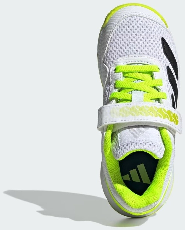 Кроссовки для мальчиков Adidas Courtflash Hook-and-Loop, Белые/Черные/Салатовые, с липучкой (р. 29,5)