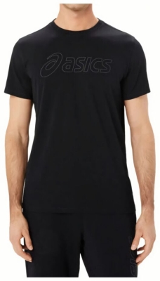 (EU) Футболка мужская Asics c коротким рукавом с логотипом, Чёрная (S)