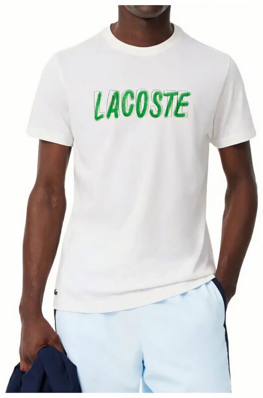 (EU) Футболка мужская Lacoste с принтом Ultra Dry, Белая (XL)