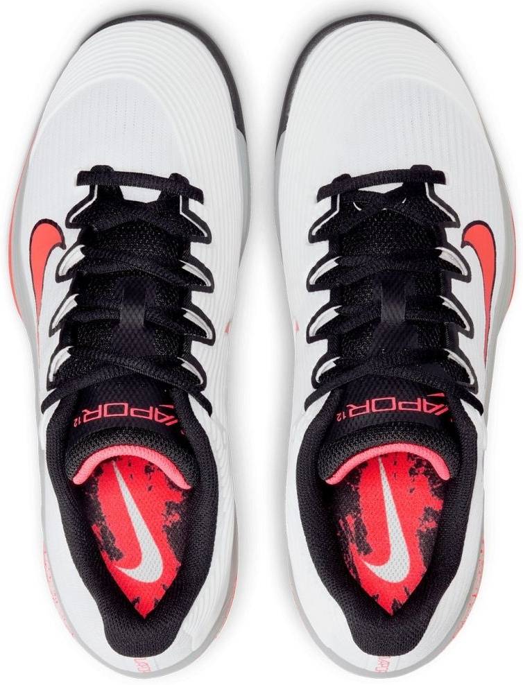 Кроссовки женские Nike Vapor 12 Hard Court Premium, Белые/Чёрные/Оранжевые, для твёрдых кортов, с технологией Air Zoom (р. 40)