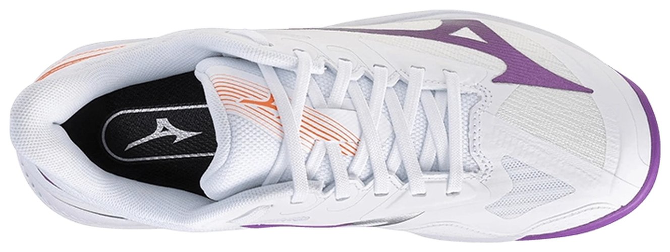 Кроссовки женские Mizuno Wave Exceed Court, Белые/Георгин/Оранжевые (р. 40,5)
