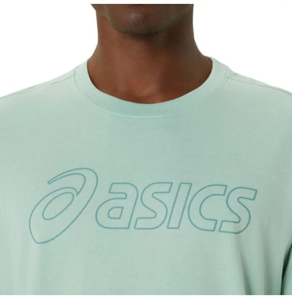 (EU) Футболка мужская Asics c коротким рукавом с логотипом, Зелёная (S)