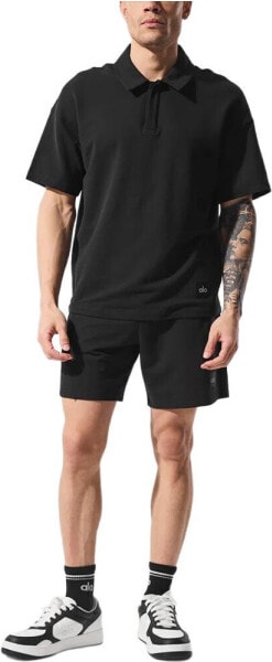 (CN) Поло мужское для спорта Alo Yoga Double Take Polo Shirt Men's, Чёрную (XL)