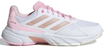 Кроссовки женские Adidas Courtjam Control 3, Белые/Розовые, с системой стабилизации, из переработанных материалов (р. 35,5)