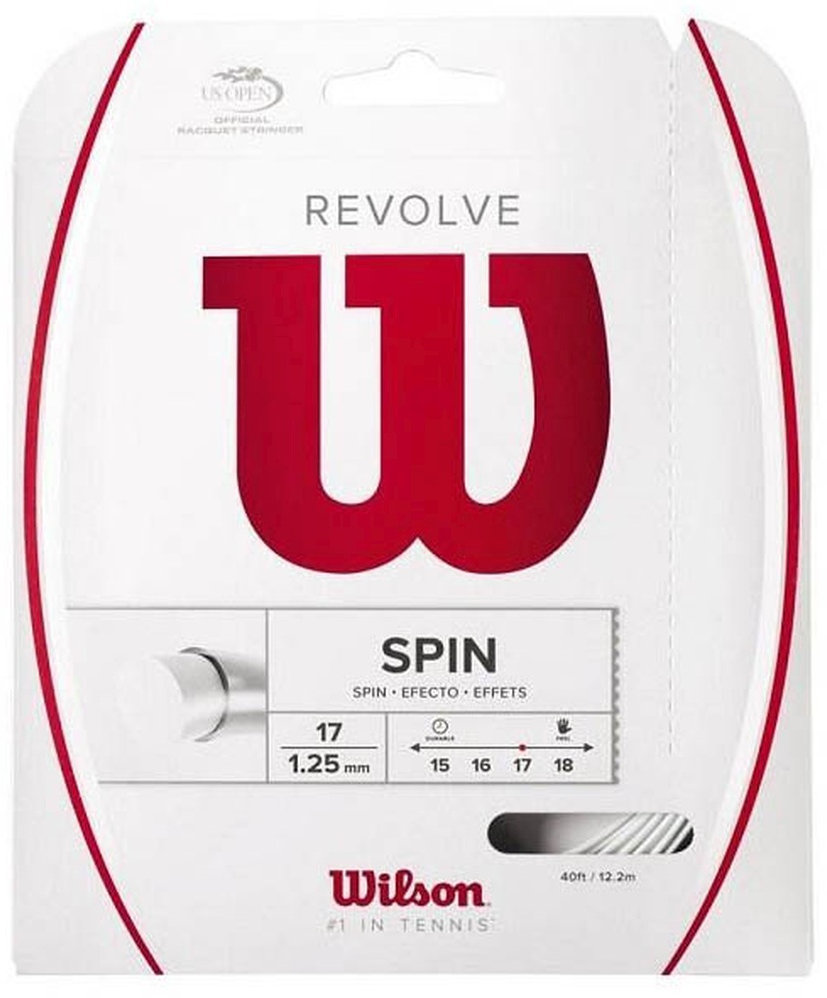 Струна для тенниса Wilson REVOLVE SPIN 17 WHITE, Белая (12 м)