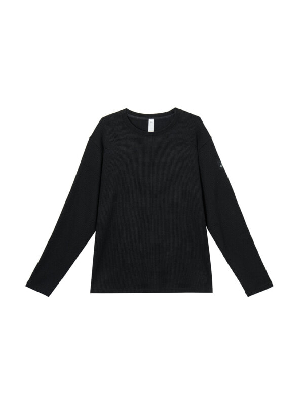 (CN) Лонгслив Alo Yoga Elevate Waffle Long Sleeve Crew, Чёрный (M)