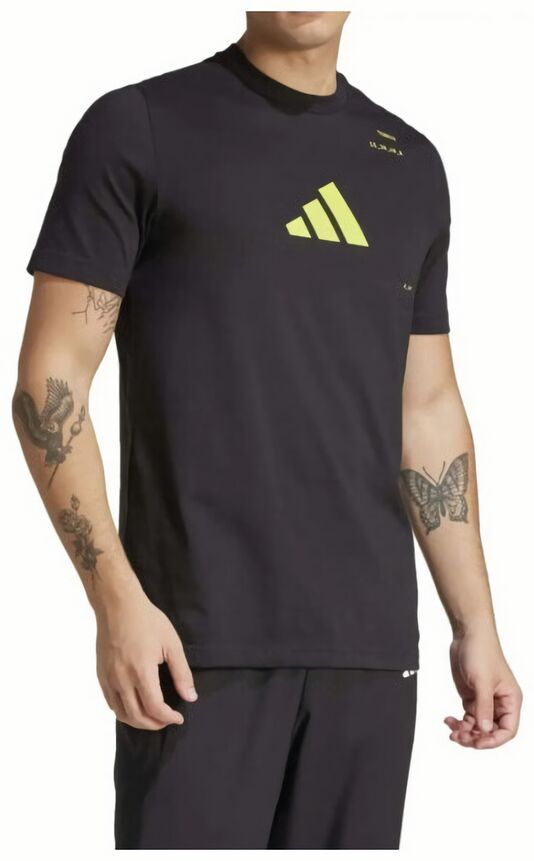 (EU) Футболка мужская Adidas с графическим принтом KME04, Чёрная (S)