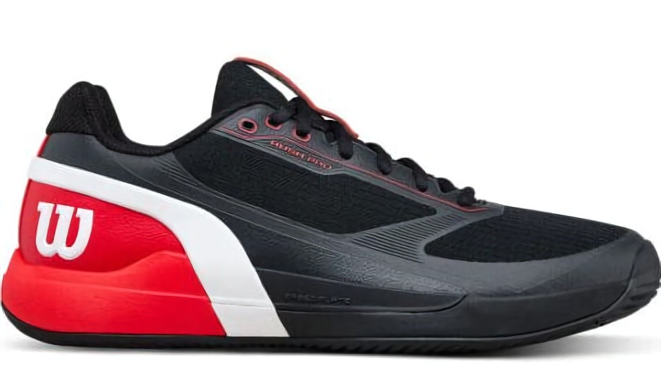 (EU) Кроссовки мужские Wilson Rush Pro 5 Padel Black/Red Wrs338750, Чёрные (р. 46 2/3)
