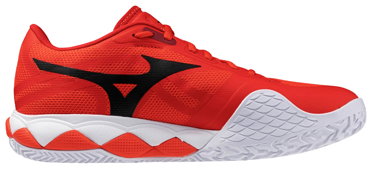 Кроссовки мужские Mizuno Wave Enforce Tour 2, Огненно-Красный/Белый/Томат, грунтовые, с технологиями Wave и Enerzy (р. EUR 44)