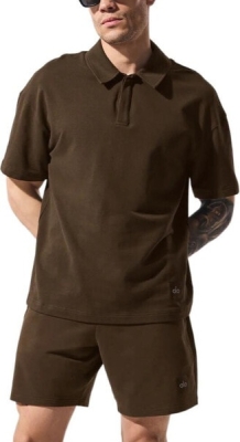 (CN) Поло мужское для спорта Alo Yoga Double Take Polo Shirt Men's, Коричневую (XL)