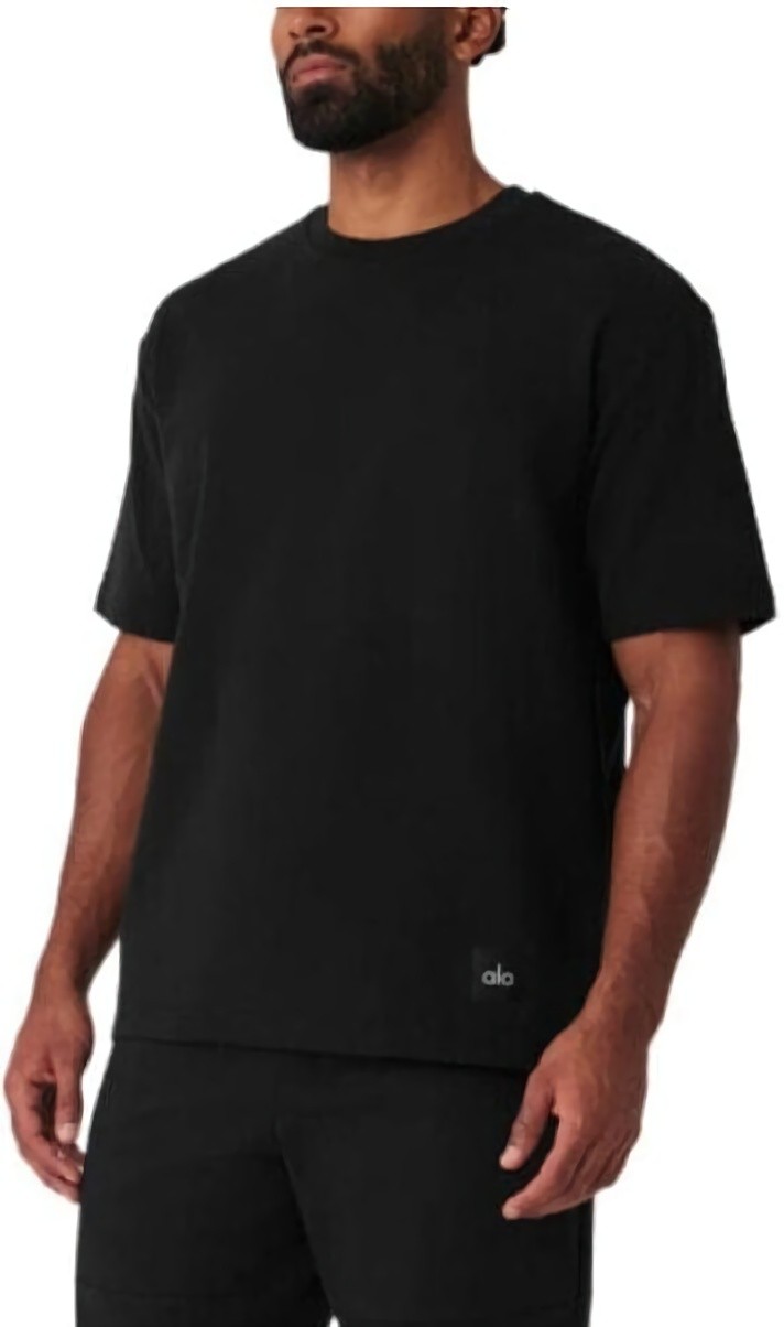 (CN) Футболка мужская Alo Yoga Double Take Short Sleeve, Чёрная (2XL)