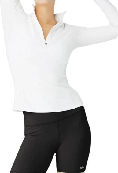 (CN) Лонгслив женский Alo Yoga Alosoft 1/2 Zip Rapid Pullover, Белый (S)