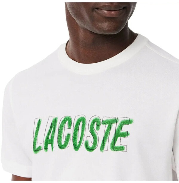 (EU) Футболка мужская Lacoste с принтом Ultra Dry, Белая (XL)
