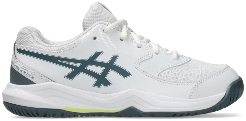 Кроссовки для мальчиков Asics GEL-DEDICATE 8 GS, Белые/Темно-зеленые, с технологией GEL (р. 35)