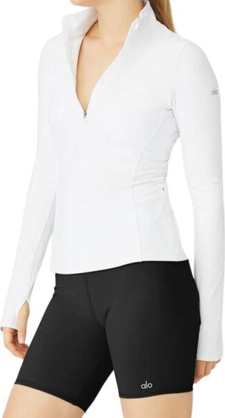 (CN) Лонгслив женский Alo Yoga Alosoft 1/2 Zip Rapid Pullover, Белый (S)