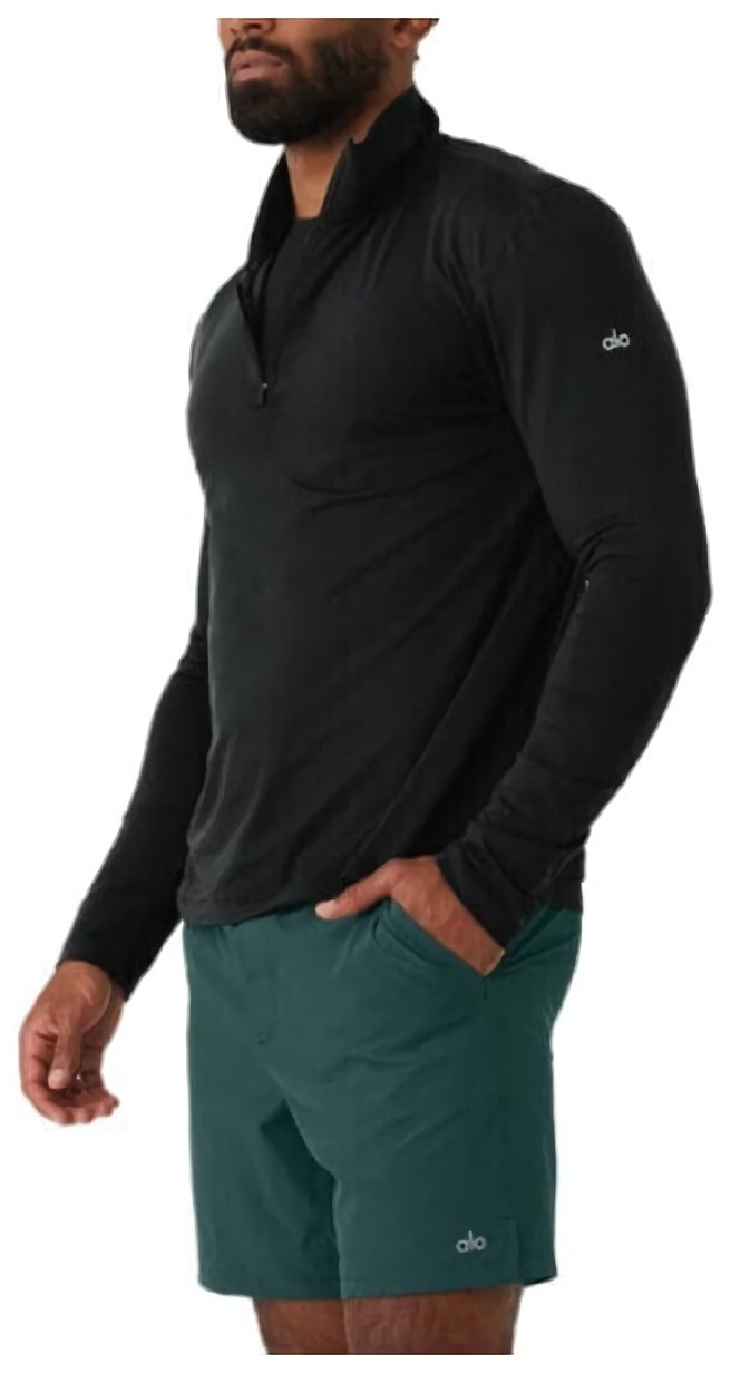 (CN) Лонгслив женский Alo Yoga Conquer 1/4 Zip, Чёрный (XXL)