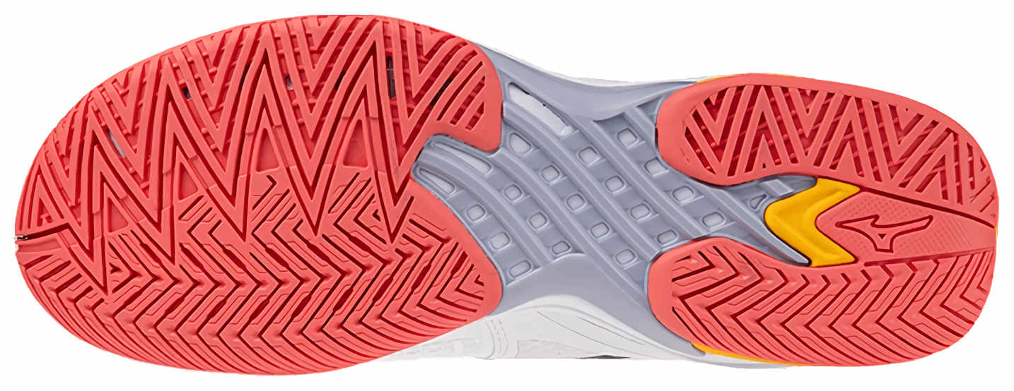 Кроссовки женские Mizuno Wave Exceed Tour 6 AC, Белые/Коралловые/Оранжевые, для всех покрытий (р. EUR 41)
