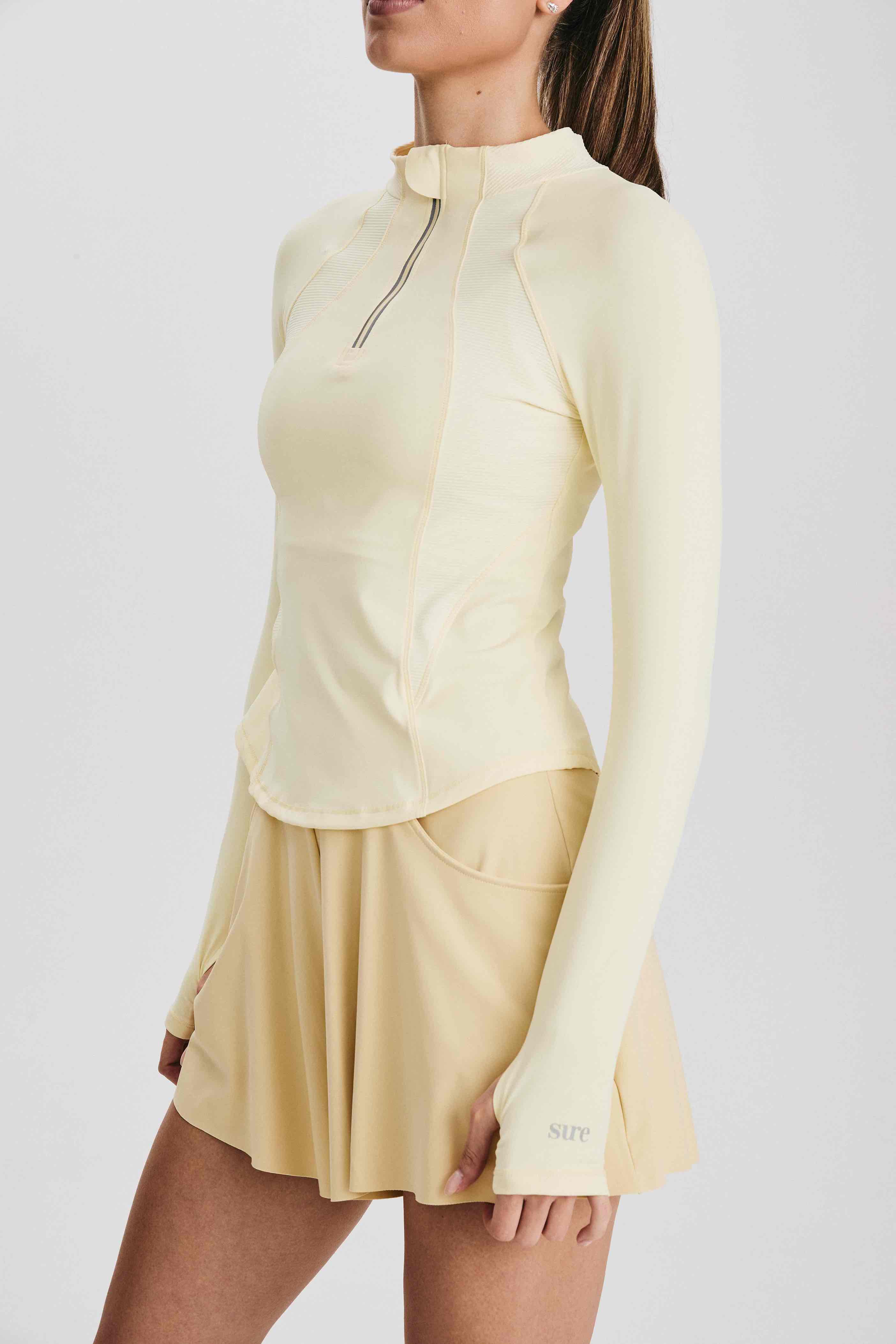 Лонгслив женский SURE Рашгард 1/2 zip, Жёлтый (S)