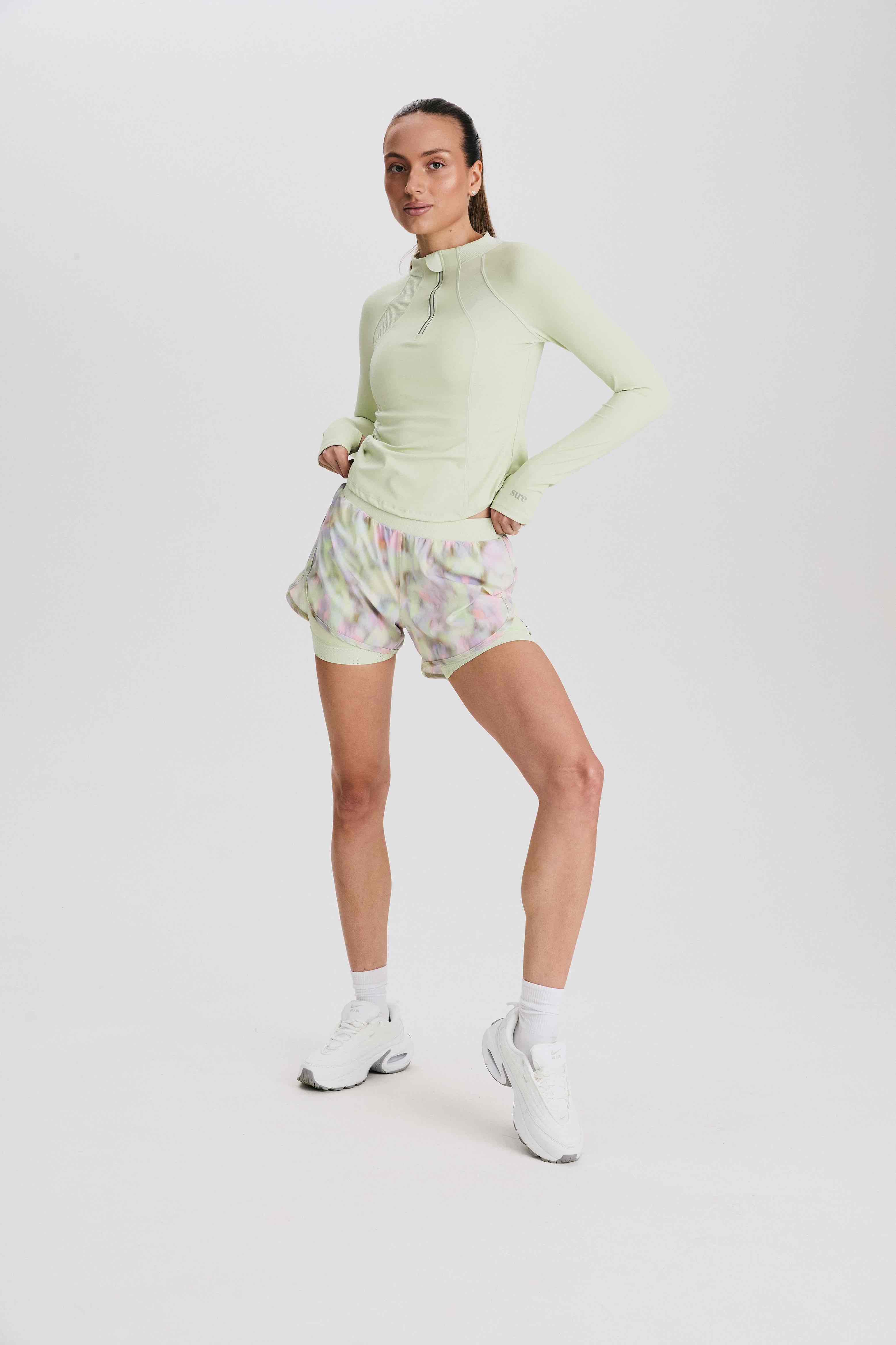 Лонгслив женский SURE 1/2 zip с охлаждающим эффектом, Светло-зелёный (L)