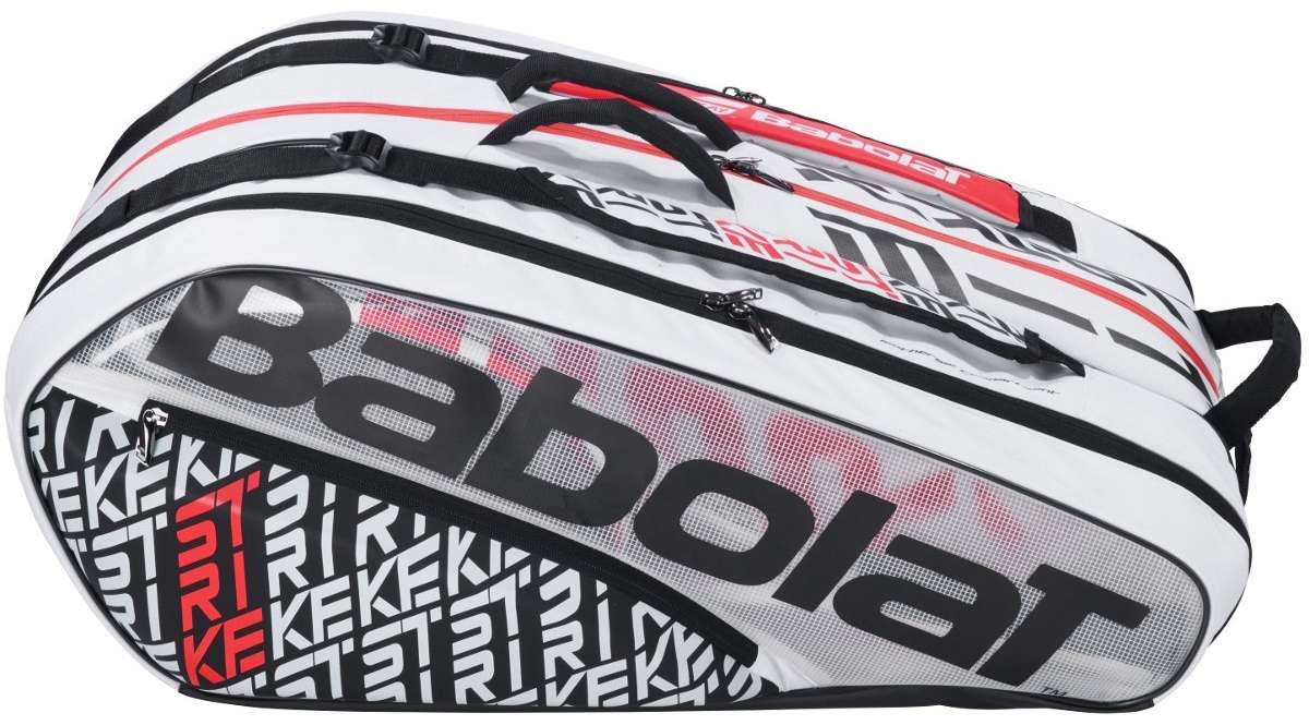 Чехол для ракеток Babolat Pure Strike, на 12 ракеток, Белый/Чёрный/Оранжевый