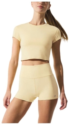 (CN) Футболка женская Alo Yoga Alosoft Crop Finesse Short Sleeve, Молочная (M)