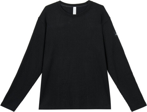 (CN) Лонгслив Alo Yoga Elevate Waffle Long Sleeve Crew, Чёрный (L)