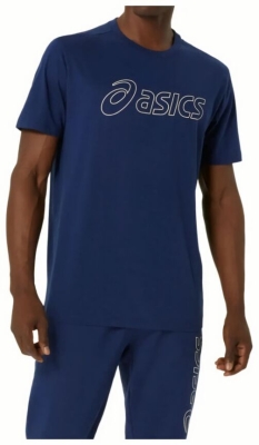 (EU) Футболка мужская Asics c коротким рукавом с логотипом, Синяя (S)