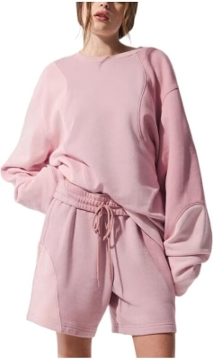 (CN) Свитшот унисекс Alo Yoga Make Waves Crew Neck Pullover, Розовый (S MEN/M WOMEN)