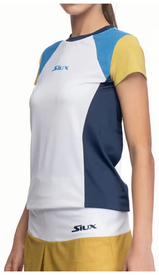 (EU) Футболка женская Siux с цветными блоками, Белая/Синяя/Песочная (S)