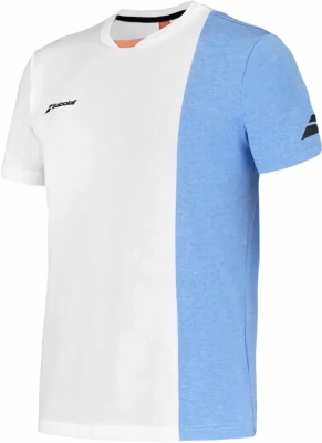 (EU) Футболка мужская Babolat Play Crew Neck, Белая;Голубой (S)