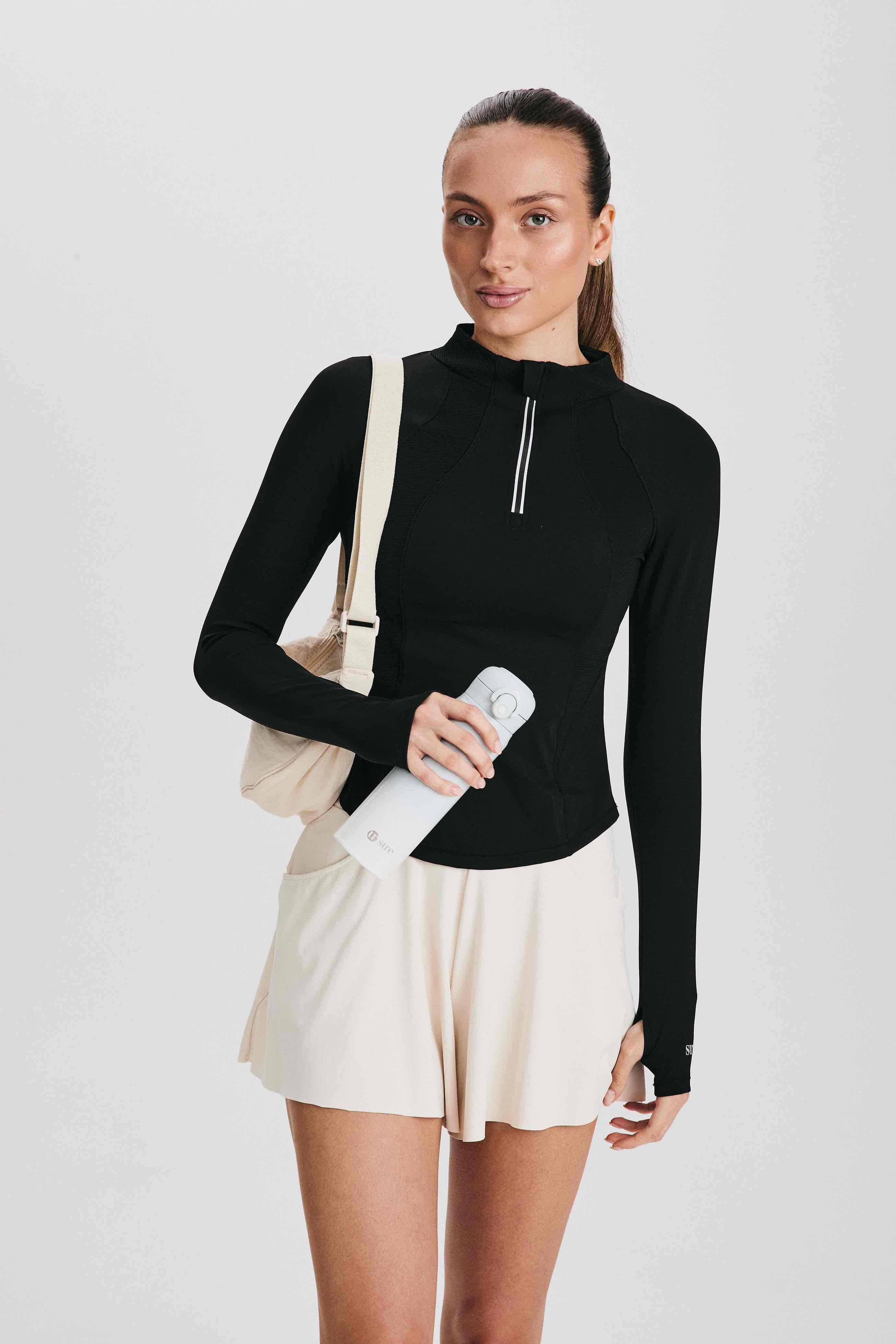 Лонгслив женский SURE 1/2 zip с охлаждающим эффектом, Черный (L)