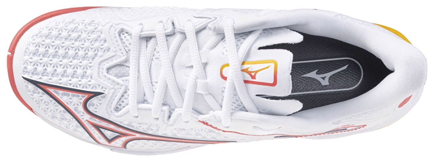 Кроссовки женские Mizuno Wave Exceed Tour 6 AC, Белые/Коралловые/Оранжевые, для всех покрытий (р. EUR 41)