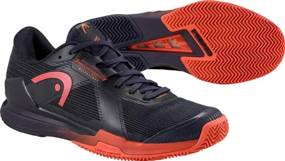 (EU) Кроссовки мужские Head Sprint Pro 4.0 Clay Wide Navy/Red 273935, Чёрные (р. 44)