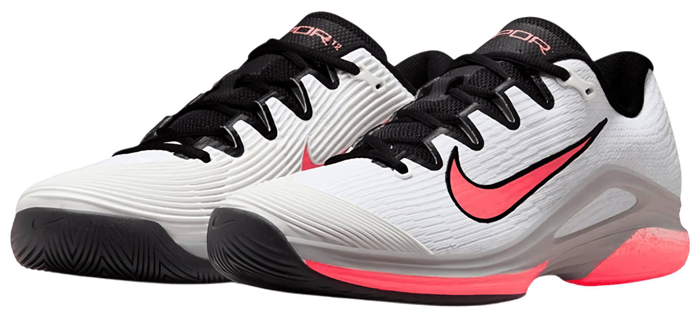 Кроссовки мужские Nike Vapor 12 HC Premium, Белые/Оранжевые/Серые, для харда, с технологией Air Zoom (р. EUR 45)