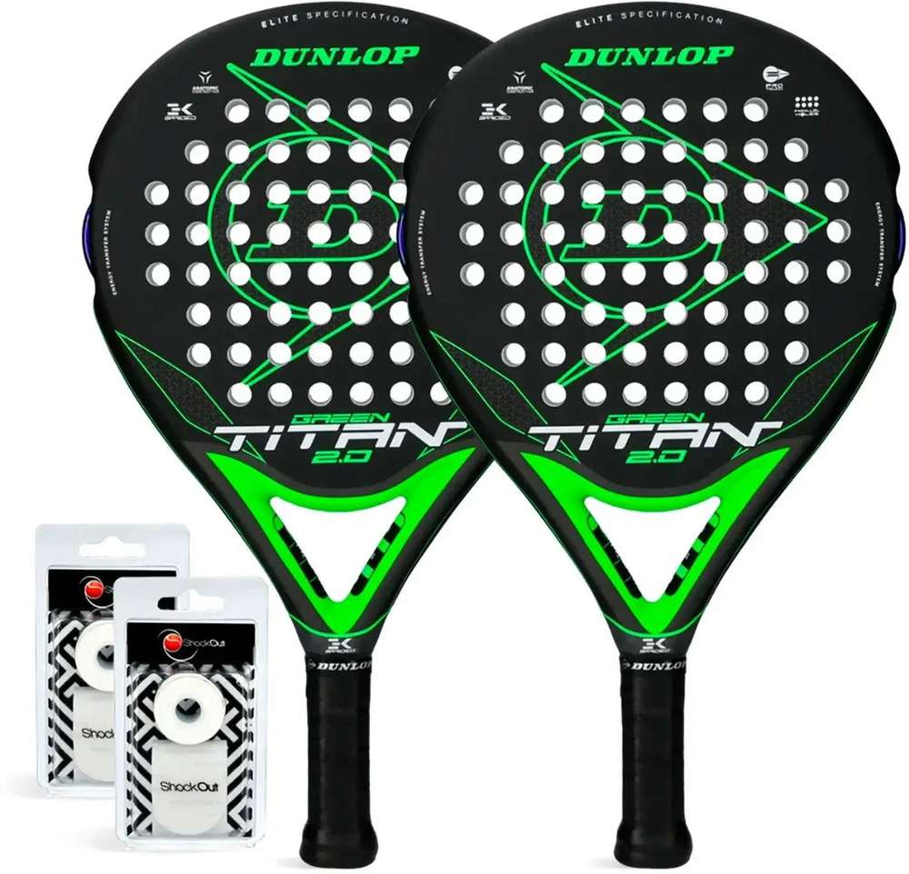 (EU) Ракетка для падел тенниса Dunlop Duo Titan Green Pack 2