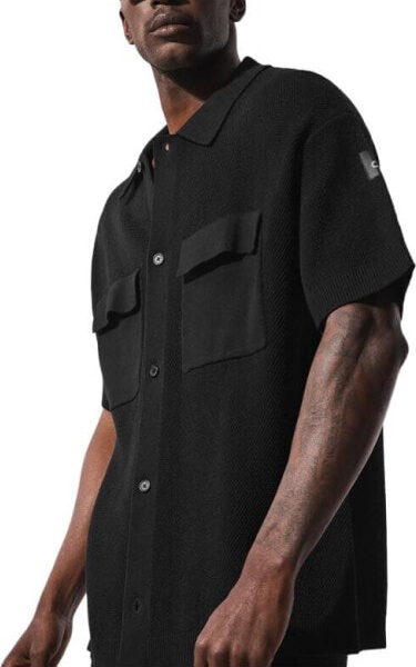 (CN) Поло мужское Alo Yoga Knitwear Men's Lapel Moderate Other, Чёрное (XL)