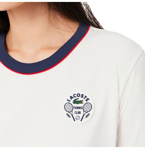 (EU) Футболка женская Lacoste Heritage, Белая (S)
