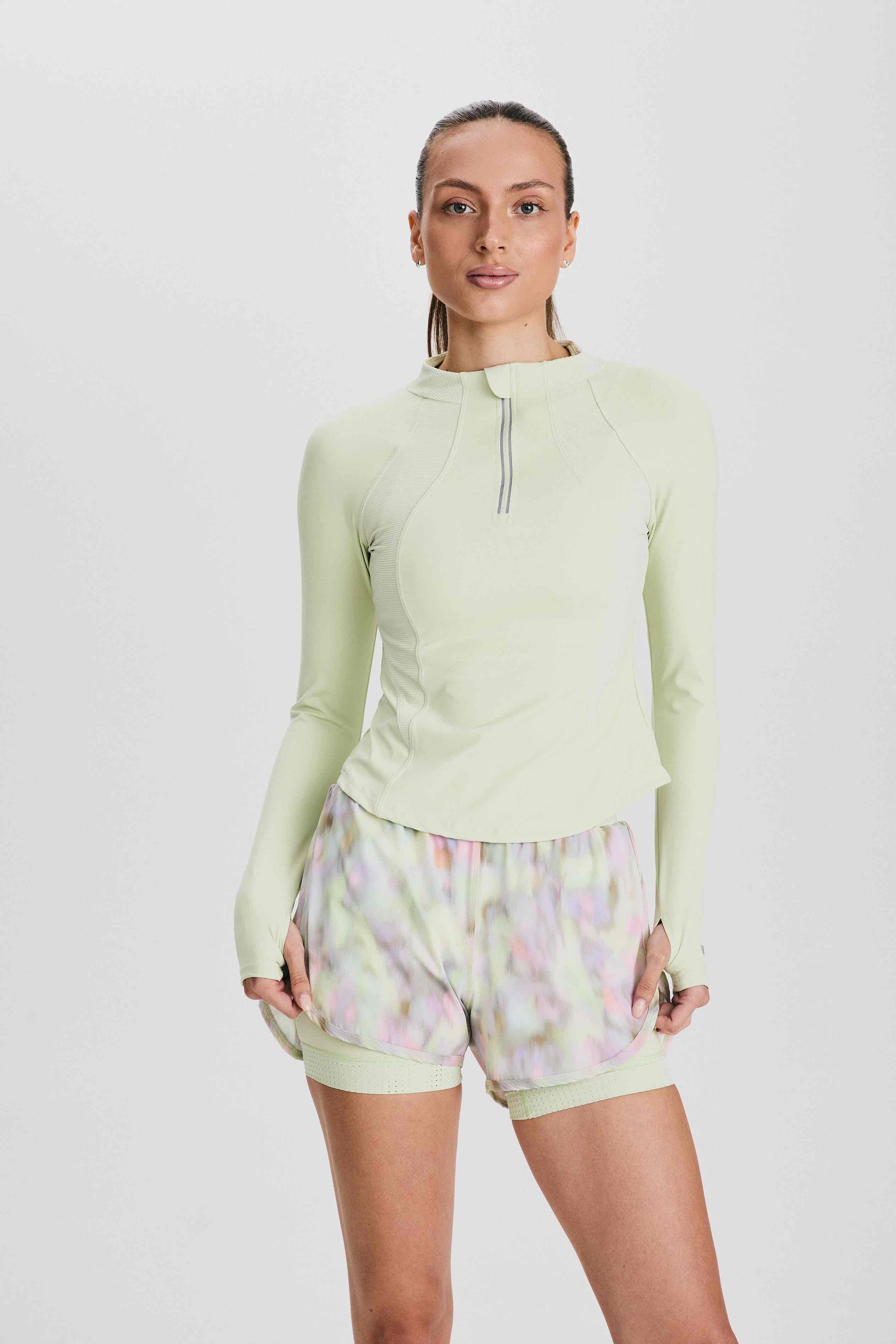 Лонгслив женский SURE 1/2 zip с охлаждающим эффектом, Светло-зелёный (L)
