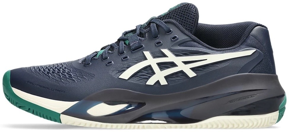 Кроссовки мужские Asics GEL-RESOLUTION X CLAY, Темно-синий/Белый/Зеленый, для грунтового корта (р. 46,5)
