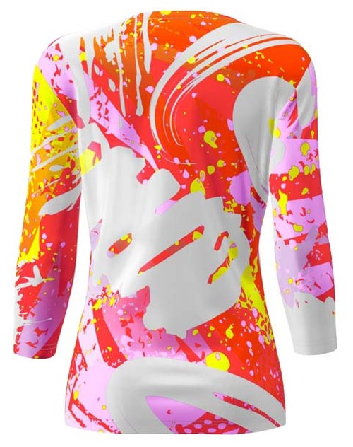 Футболка женская Bidi Badu Wild Arts V-Neck, рукав 3/4, Белая/Разноцветная (M)