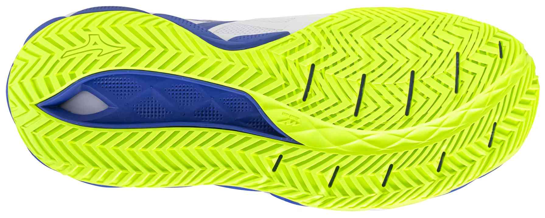 Кроссовки теннисные унисекс Mizuno WAVE ENFORCE TOUR 2 AC, Белый/Синий/Салатовый (р. 44)